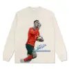 Transfronterizo Europeo y Americano Retro CR7 Gesto de Mano Icónico Impresión Directa Digital Oversize Cuello Pequeño Versátil Manga Corta