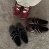 Zapatos Planos Mary Jane de Piel de Oveja Suave Estilo Francés con Tira Cruzada para Mujer, Nuevos Zapatos Retro de Primavera y Otoño con Punta Redonda y Suela Suave para el Trabajo