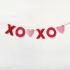 Bandeira de Banner Coração de Amor Xo Dia dos Namorados, Bandeirinha Decorativa String em Forma de Coração Vermelho em Inglês, Decoração Romântica para Festa de Casamento Confissão