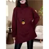 Camiseta Térmica de Manga Longa com Gola Alta, Lantejoulas, Espessada, Tamanho Plus para Mulheres, Peça Base de Meia-Estação e Inverno