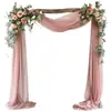 Tela de Fondo para Arco de Boda Tul de Belleza Cortina de Gasa Plisada Decoración de Boda en el Césped Fiesta al Aire Libre