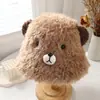 Chapéu de Pescador Feminino Outono e Inverno Novo Estilo Desenho Animado Ragdoll Moda Rosto Exposto Pequeno Chapéu de Bacia Recheado Chapéu Quente à Prova de Frio