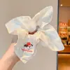 Scrunchie cuadrado de bufanda floral bordada para mujer, suave goma elástica de alta elasticidad para coleta, accesorio para el cabello de alta gama