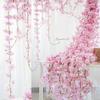 Arco de pared de flores de cerezo de ratán de 2 metros con tres capas de pétalos, para aire acondicionado, alcantarillado, boda, decoración de pared, flores de vid