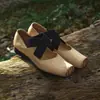 Zapatos de ballet básicos de punta cuadrada para mujer, zapatos de cordones vintage de una sola pieza, zapatos de ballet de hada, zapatos Mary Jane de tacón grueso para uso en exteriores