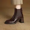 Botines Chelsea Retro de Punta Redonda para Mujer 2026 Temperamento Modernos Otoño/Invierno Plataforma de Tacón Grueso Tacón Alto Botas Ajustadas Elásticas Botines Cortos