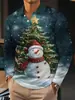 Impresión Digital 3D Navidad Papá Noel Árbol de Navidad para Hombre Clásico Cuello Camisero Casual Cómodo Manga Larga POLO