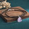 Collar con colgante de piedra original de cristal irregular morado natural, regalo de supermercado, para mujer, tejido a mano con cuerda.