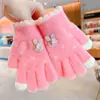 Luvas de Outono e Inverno para Crianças, Forradas com Lã, Espessadas, Tricotadas, Quentes, de Inverno, com Dedos, Desenho Animado Fofo, Protetor de Mão para Brincadeiras ao Ar Livre de Bebê