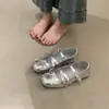 Zapatos Mary Jane de Plata Estilo Francés para Mujer con Lazo, Planos Pequeños para Primavera y Otoño, Zapatos Planos Retro de Ballet Poco Profundos con Correa Cruzada para Mujer