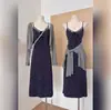 Vestido Floral Azul Marinho para Mulheres, Verão Cintura Marcada Emagrecedor Novo Estilo 2026 Vestido de Alça, Curto Estilo Coreano Petite