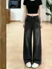 Jeans para mujer talla extra en negro y gris, nuevo estilo otoño 2026, de cintura alta, holgados, adelgazantes, de pierna recta, de pierna ancha, versátiles, pantalones de largo hasta el suelo