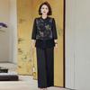 Terno de Verão de Meia-Idade para Mãe Novo Estilo Chinês 2025 Novo Estilo Camisa Pequena Roupas da Moda Estilo Nacional para Mulheres de Meia-Idade e Idosas