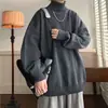Suéter de cuello alto blanco suéter de punto perezoso de alta calidad para hombre otoño e invierno suéter de punto oversize suéter interior base