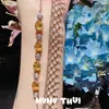 Joyas Huevo de Rosa Amarilla Pulsera de Piedra Preciosa Encaje de Sueño Dorado Pulsera de Pestañas Conjunto de Lujo Ligero de Gama Alta