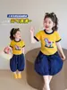 Conjunto de Verano de Manga Corta para Niñas, Pantalones de Linterna de Manga Corta con Dibujos Animados Estilo Coreano para Niños, Elegante Conjunto de Dos Piezas de Verano para Bebés