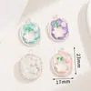 Pintura a Óleo Retrô Francesa Monet Rosa, Azul e Roxo Três Cores Pingente Pingente de Prata Estilo Antigo Liga Metálica Acessórios DIY