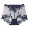 Ropa interior nueva para mujer de encaje sexy sin costuras de cintura media-alta talla grande hueca bragas para mujer transpirables y cómodas fabricantes