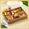 Caja de embalaje de papel kraft desechable para picnic, ideal para acampar al aire libre, con ventana, para fruta, sushi y almuerzo.