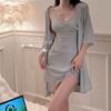 Pijama sexy de seda de hielo de verano para mujer, nuevo camisón de seda caliente con tirantes, cuello en V fino, ropa de casa de alta gama para celebridades de Internet
