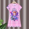 2024 Novos desenhos animados fofos finos de manga curta para meninas camisola infantil pijamas estilo princesa verão grande roupa externa infantil
