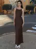 Estilo Europeu e Americano Outono 2025 Estilo Puro Desejo Americano Vestido Bodycon Justo na Cintura Sexy Decote Halter Profundo Costas Abertas Decote Drapeado