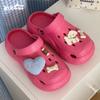 Estilo Ins Amor Cachorro Cómodos Plataforma Aumentada Zapatos con Agujeros Estilo Deportivo Dibujos Animados Sandalias de Playa para Mujer Verano