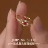 Anillo de Corona de Piedra Roja Francesa para Mujer, Diseño de Nicho, Anillo en Vivo de Lujo Accesible, Anillo Calado de Estilo Palacio Retro de Gama Alta