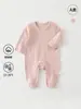Roupas de Bebê para Primavera e Outono, Macacão Elástico, Macacão de Bebê, Pijama de Manga Longa com Ar Condicionado, Macacão de Algodão Puro Macio com Fleece para Engatinhar Classe A