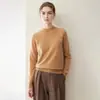 Suéter de cachemira para mujer % cachemira pura de cabra, nuevo otoño e invierno cuello redondo color liso jersey capa base suéter cálido, negro