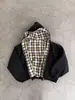 Sudadera con capucha de retazos a cuadros reversible y holgada estilo retro americano para hombre, para Otoño/Invierno 2026, transfronteriza, Amazon Europeo y Americano
