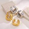 Pendientes europeos y americanos pendientes huecos de acero inoxidable pendientes geométricos dorados joyería de agua quanxi EH-439