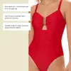 Traje de baño de una pieza Zeriluna con escote en V profundo y hebilla metálica, suave y sedoso, agradable para la piel, transpirable, push-up, traje de baño de moda