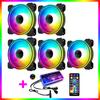 Ventilador de Caja Cool Moonlight de 6 Pines 12cm Círculo Fino Multicapa Refrigeración RGB para Computadora de Escritorio Ventilador de Refrigeración Silencioso