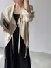Jiang Zuo Trench Coat Feminino de Linho Damasco Respirável Moderno Desconstruído Acinturado Roupa Externa Top Francês de Alta Qualidade 1835