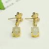 Aretes Naturales de Jade Hetian Aiyu Aretes de Flor Incrustados en Garra de Jade Venta al por Mayor de Fábrica y Entrega S4011002