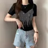 Camiseta para Mujer Estilo Europeo 2026 Verano Nuevo Diseño Camiseta Resistente Ajuste Delgado Hombro Normal Manga Corta Superior para Mujer
