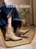 Botas Martin para Mujer Otoño 202 Botas Adelgazantes Moda Cortas Tobillo Punta Fina Color Nude Elegantes Tacón Medio Versátiles Botines Chelsea