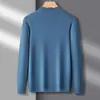 Suéteres de Lana de Gama Alta para Hombre Otoño e Invierno, Suéteres de Cachemir de Color Sólido con Cuello Redondo, Camisas de Punto para Capas Interiores, Suéteres Cálidos