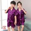 CUHK - Cárdigan de verano para niños, talla grande, con solapa, de seda, manga corta, para estar en casa, para hombres y mujeres