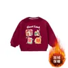 Moletons de Outono e Inverno para Meninos e Meninas, Tops de Desenho Animado com Lã, Estampas Fofas, Tops Versáteis da Moda, Roupas da Moda para o Ano Novo para Crianças