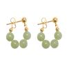 Pendientes de Perlas de Jade Hetian Vintage para Mujer, Clips para Orejas de Lujo Ligero de Nicho, Pendientes Elegantes, Pendientes de Jade Estilo Nuevo
