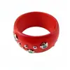 Pulseira redonda com rebite de flor em resina e madeira, transfronteiriça europeia e americana, moderna, simples, nicho, elegante, joia feminina de alta qualidade