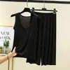 Pijama de Modal Grande con Cuello en U Verano Holgado Chaleco Shorts Ropa para Aire Acondicionado Casual Talla Grande Sin Mangas Ropa para Casa