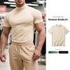 25 Camiseta Básica Casual de Verão Masculina Europeia e Americana Transfronteiriça Slim Fit com Elasticidade Gola Pequena Alta Manga Curta para Homens