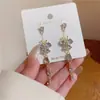 Brincos de Borboleta com Franjas de Zircônia Rosa, Luxo Leve, Brincos Doces e Sofisticados, Brincos Modernos e Versáteis para Mulheres