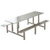 Fábrica de Mesas de Jantar de Aço Inoxidável Staff Escolar Conjunto Integrado de Mesa e Cadeiras de Jantar para 4 ou 8 Pessoas, Mesa e Cadeiras Combinadas Contra a Parede
