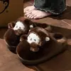 Pantuflas de algodón con sensación de pisar caca para mujer, otoño e invierno, para interior del hogar, suela gruesa, cálidas, lindas de dibujos animados, antideslizantes, pantuflas peludas para mujer