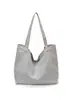 Bolsa de Ombro Minimalista Cinza com Listras Finas Estilo Coreano e Vibe Artística para Meninas, Perfeita para Compras e Passeios, Bolsa Tote Estilo Relax