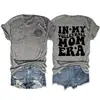 Camiseta casual de manga corta con estampado de doble cara, estilo europeo y americano, para mi etapa de mamá voleibolista, versátil, cuello redondo, holgada